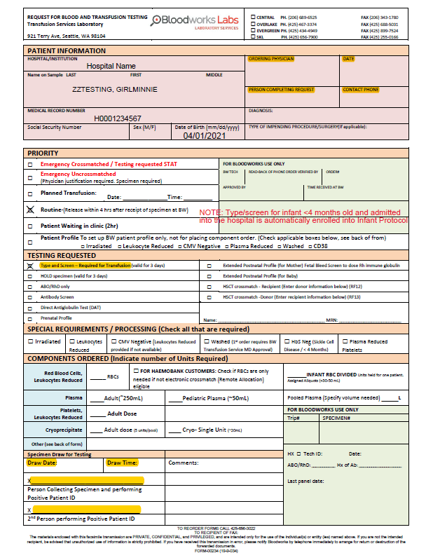 infant protocol form example